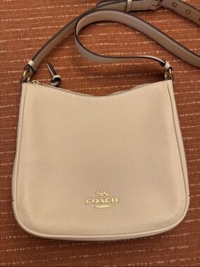 Coach Pebble Leather Shoulder Bag in Cream with Gold Hardware